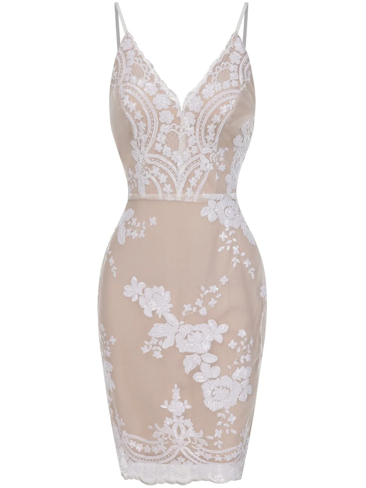 Outlet Retro Stage 1970s V-Neck Floral Sequined Straps Dress