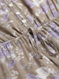 Online Retro Stage 1930s V-Neck Floral Sleeveless Dress