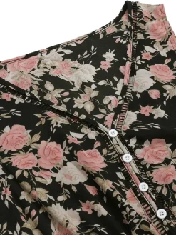 Online Retro Stage 1930s V-Neck Floral Sleeveless Dress