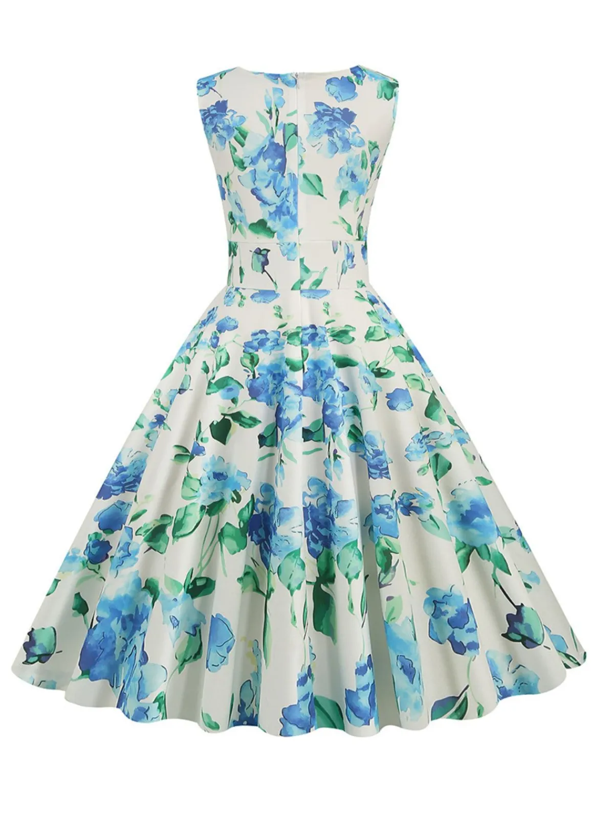 Outlet Retro Stage 1950s V-Neck Floral Sleeveless Dress