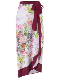 New Retro Stage 1950s V-Neck Flowers Lacing Swimsuit & Cover Up