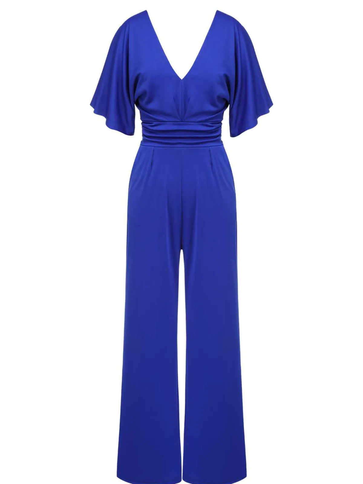 Hot Retro Stage 1930s V-Neck Knitted Solid Jumpsuit