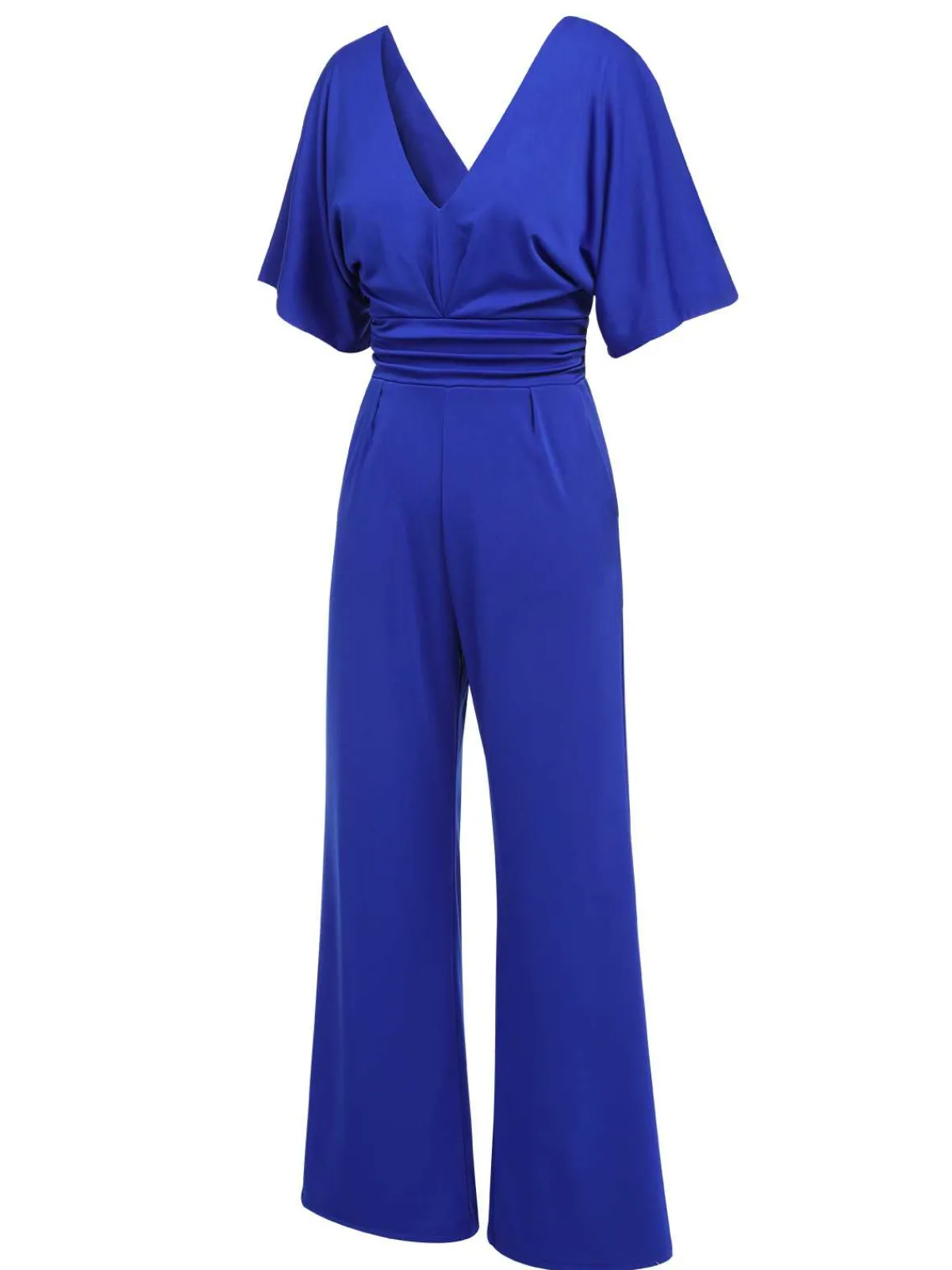 Hot Retro Stage 1930s V-Neck Knitted Solid Jumpsuit