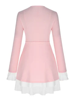 Outlet Retro Stage 1960s V-Neck Layered Ruffle-Cuff Dress