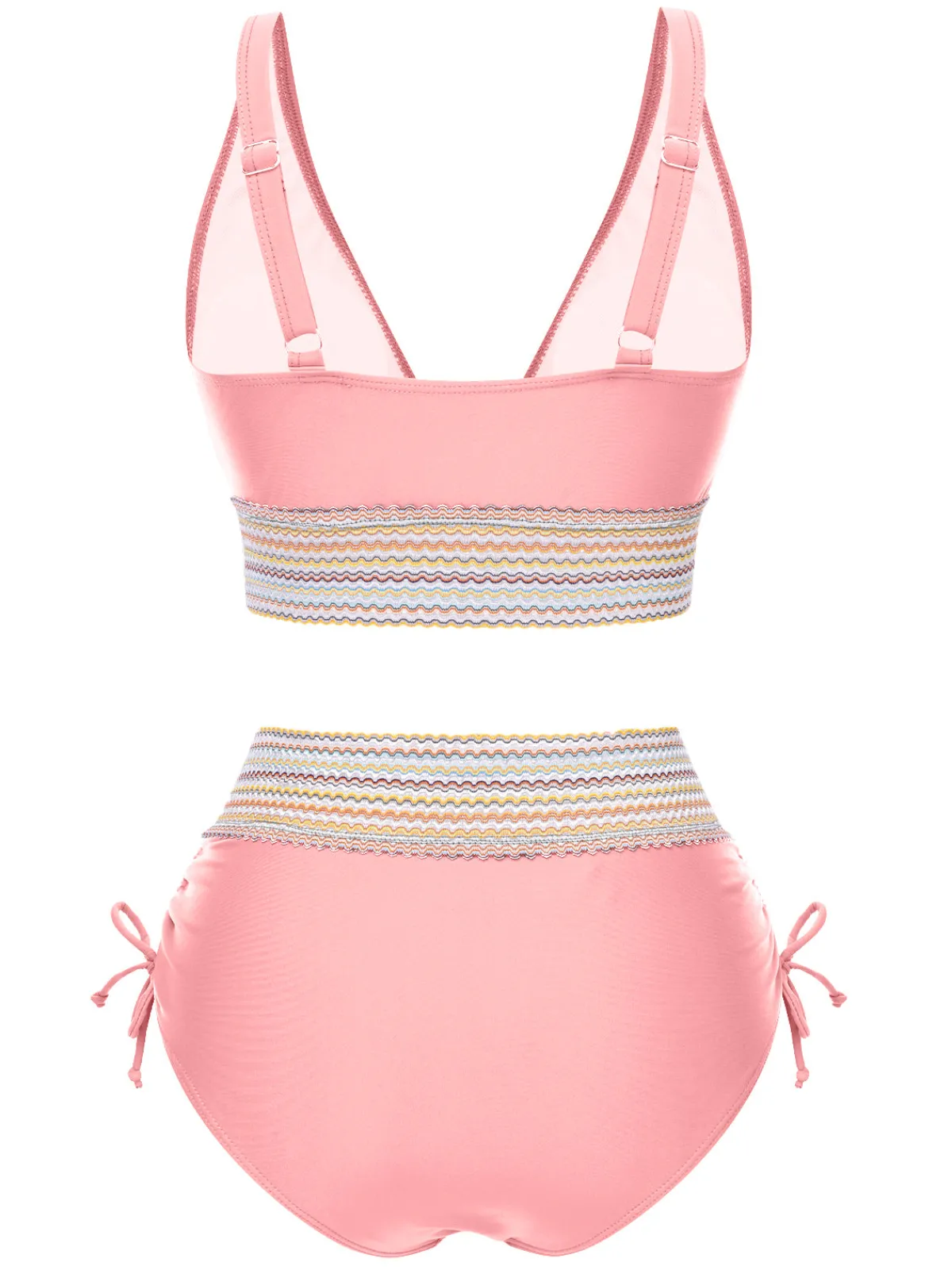 Online Retro Stage 1970s V-Neck Patchwork High-Waist Bikini