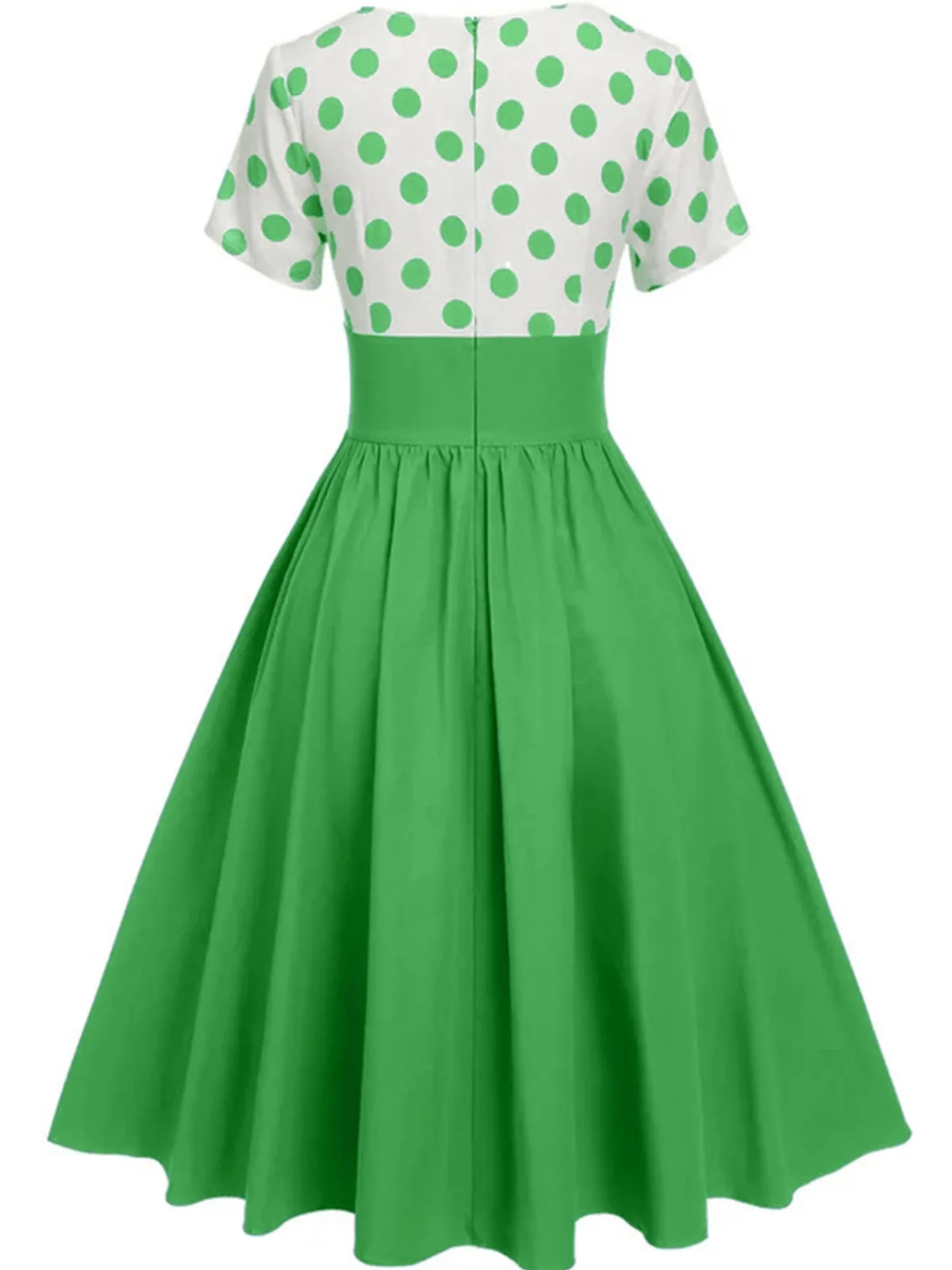 Sale Retro Stage 1950s V-Neck Polka Dots Swing Dress