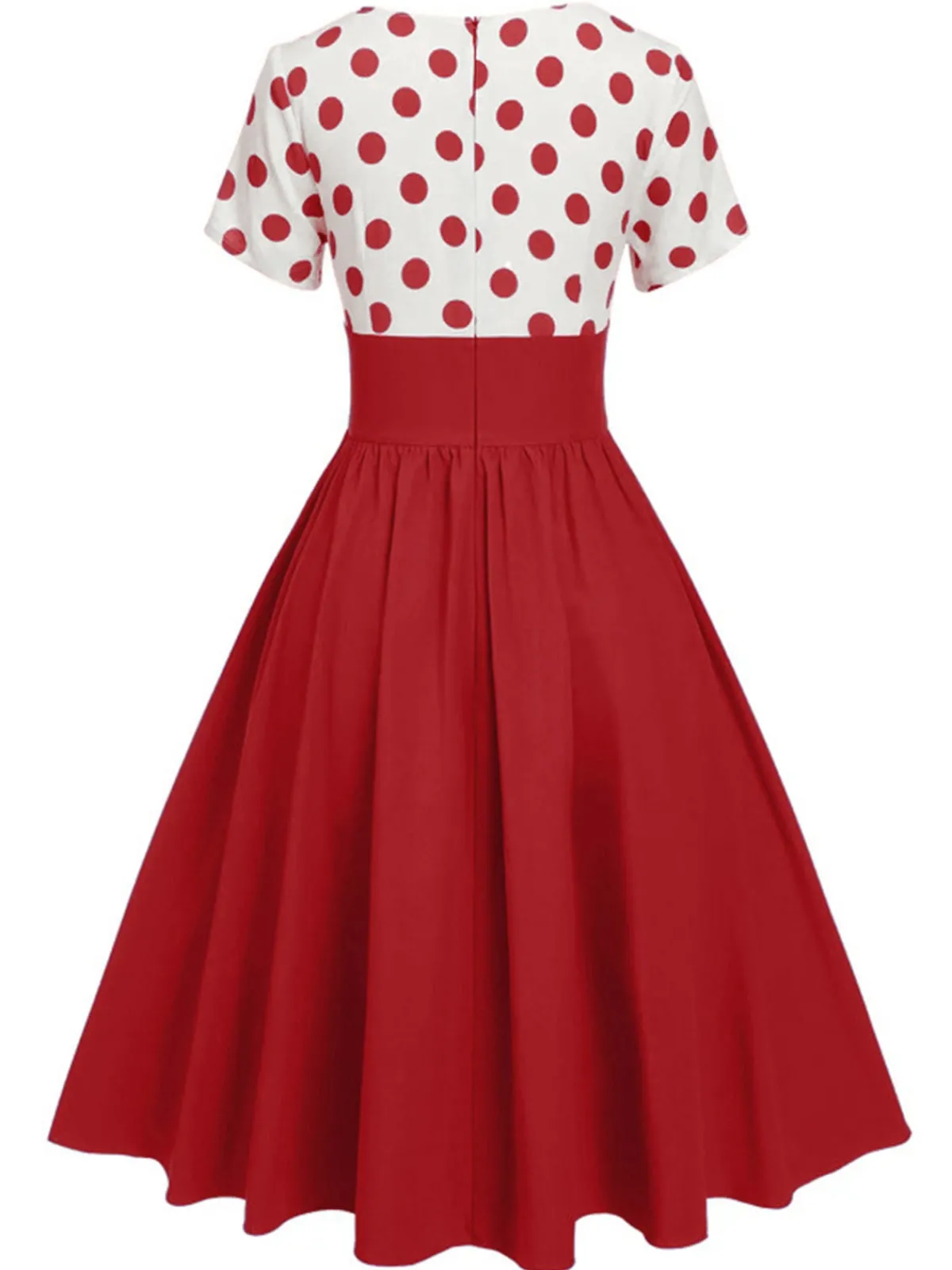 Sale Retro Stage 1950s V-Neck Polka Dots Swing Dress
