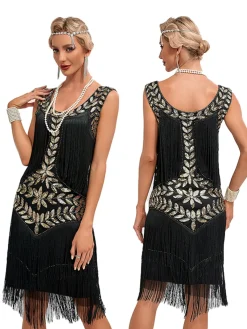 Clearance Retro Stage 1920s V-Neck Sequined Mesh Mermaid Dress