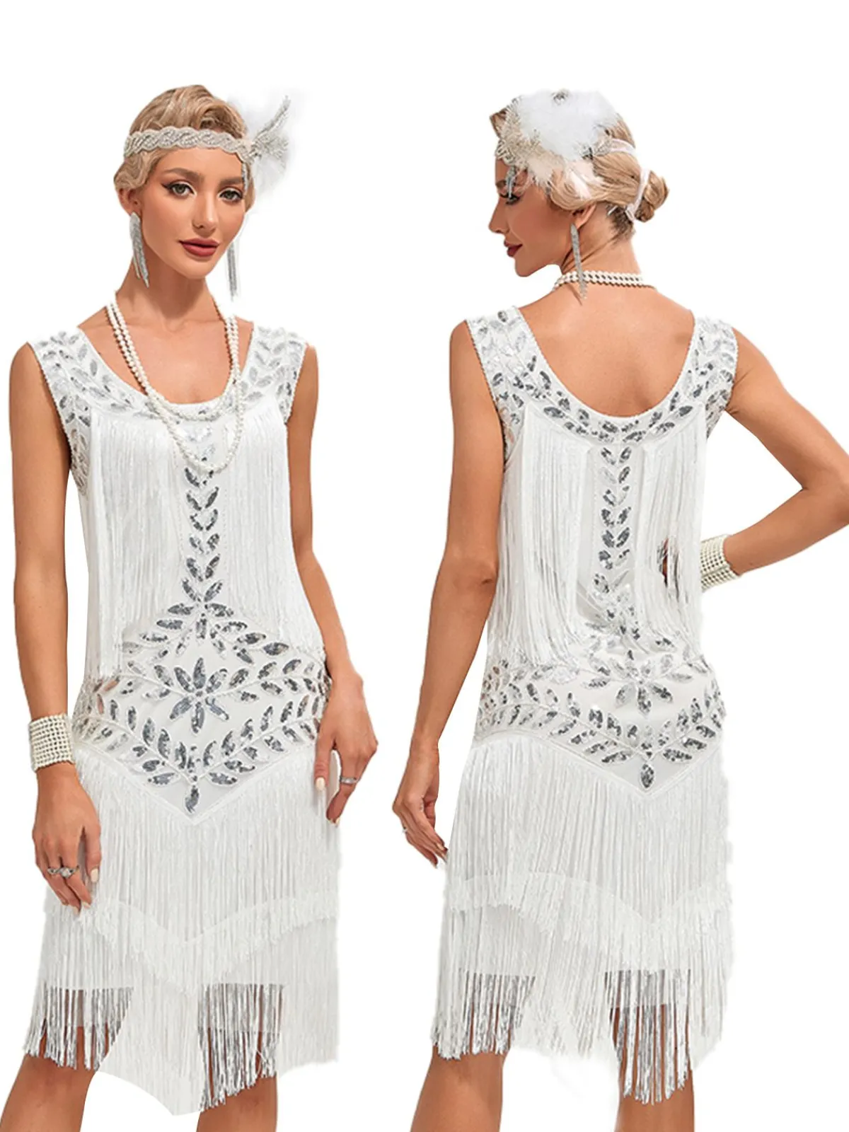 Clearance Retro Stage 1920s V-Neck Sequined Mesh Mermaid Dress