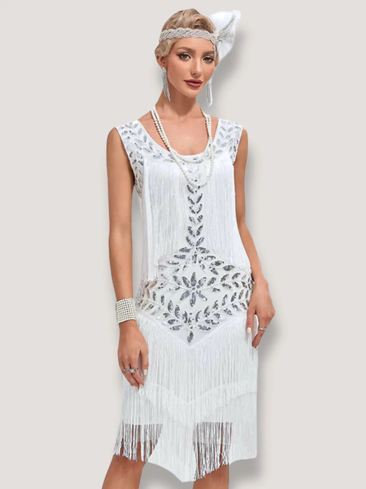 Clearance Retro Stage 1920s V-Neck Sequined Mesh Mermaid Dress
