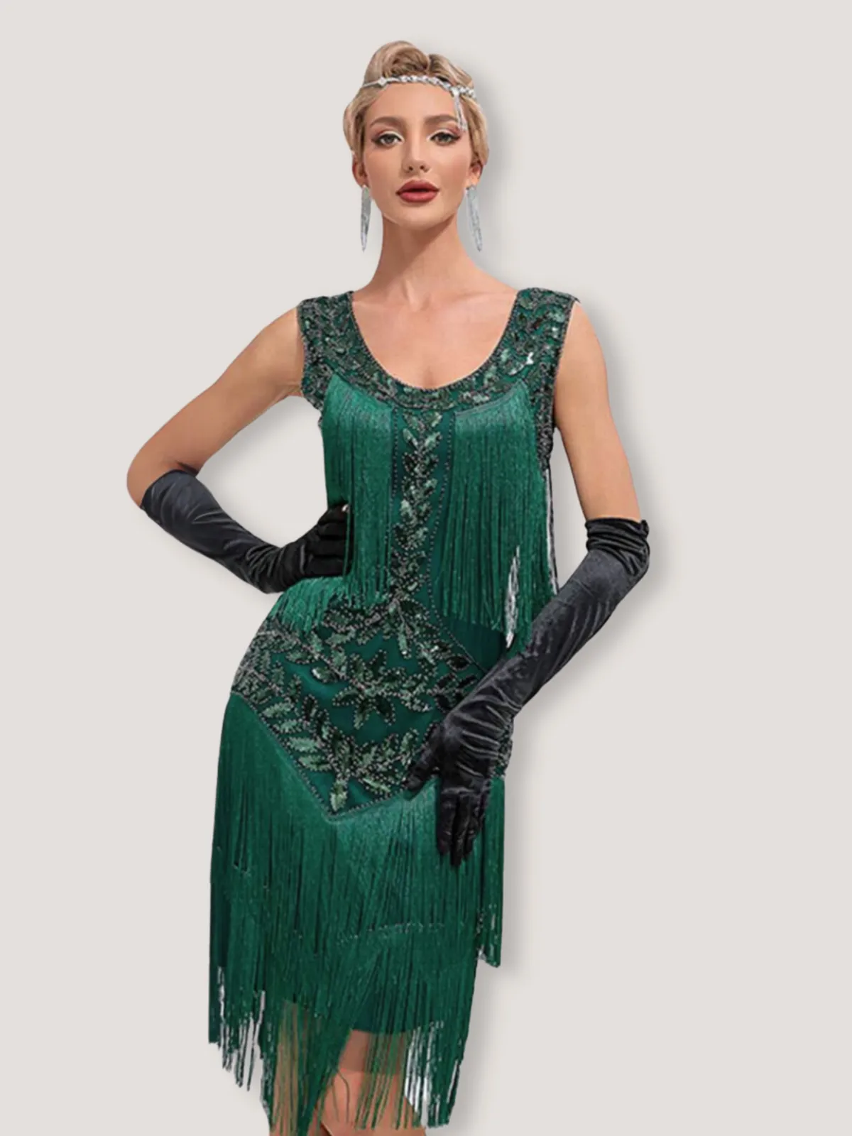 Clearance Retro Stage 1920s V-Neck Sequined Mesh Mermaid Dress