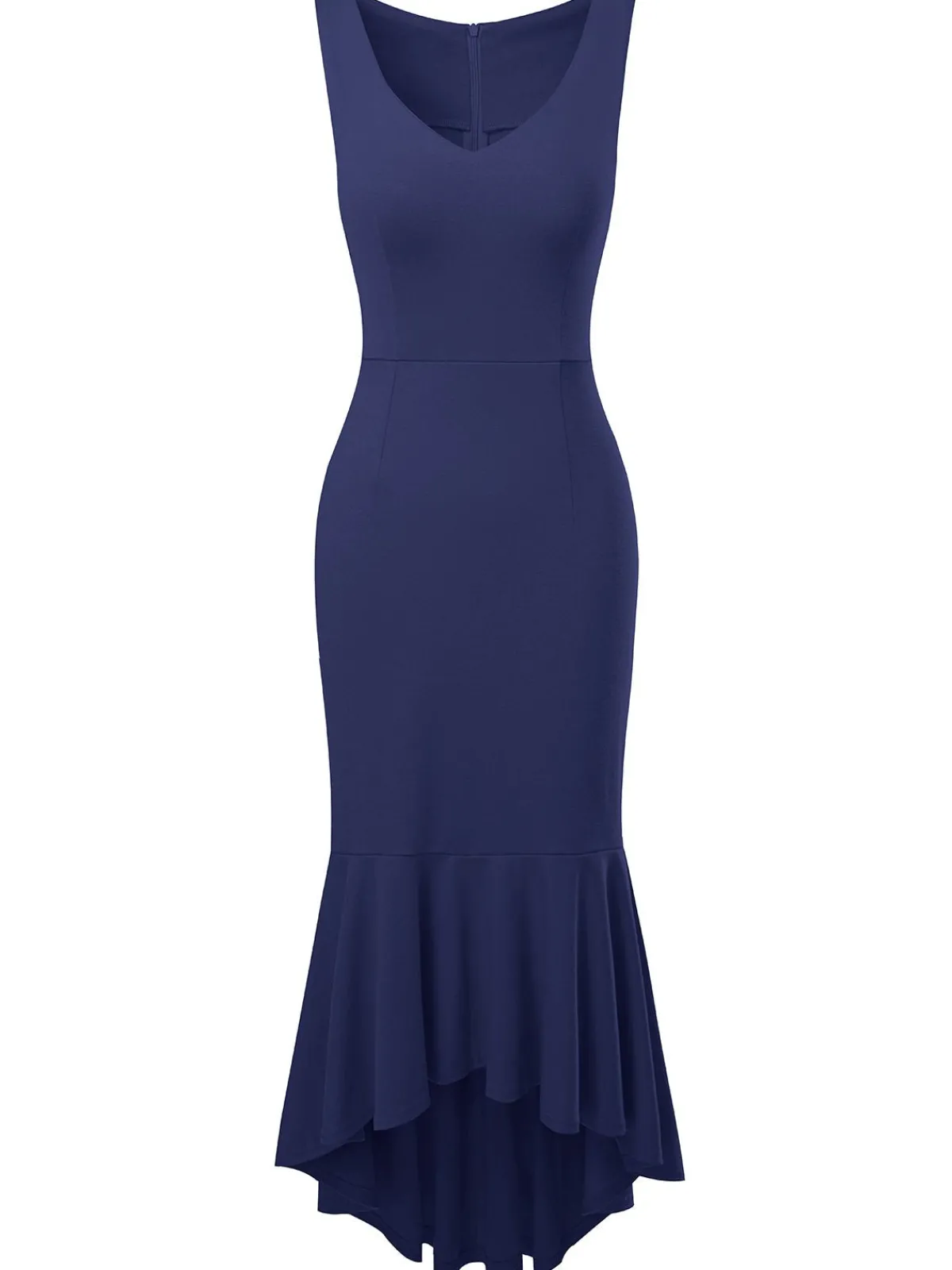 Best Retro Stage 1930s V-Neck Sleeveless Ruffled Fishtail Dress