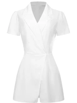 Sale Retro Stage 1950s V-Neck Solid Lapel Romper