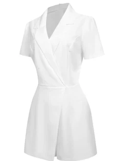 Sale Retro Stage 1950s V-Neck Solid Lapel Romper