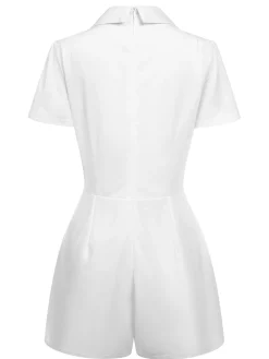 Sale Retro Stage 1950s V-Neck Solid Lapel Romper