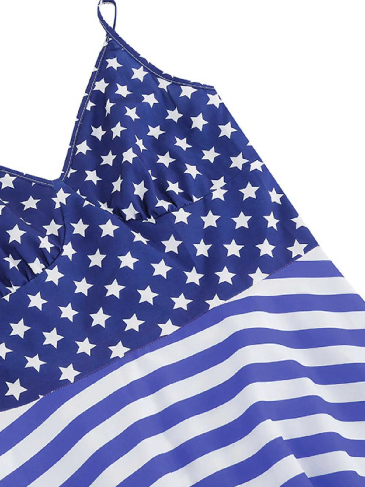 Online Retro Stage 1950s V-Neck Star Stripes Flag Belted Swing Dress