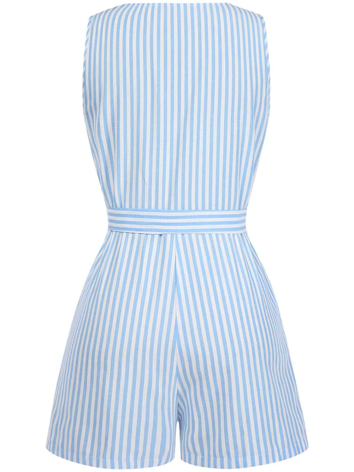 Sale Retro Stage 1950s V-Neck Stripes Sleeveless Belted Romper
