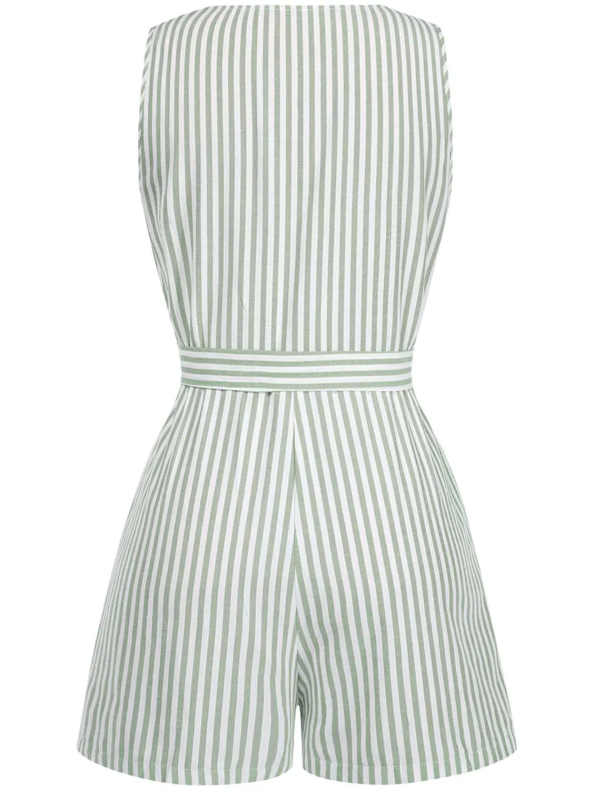 Sale Retro Stage 1950s V-Neck Stripes Sleeveless Belted Romper