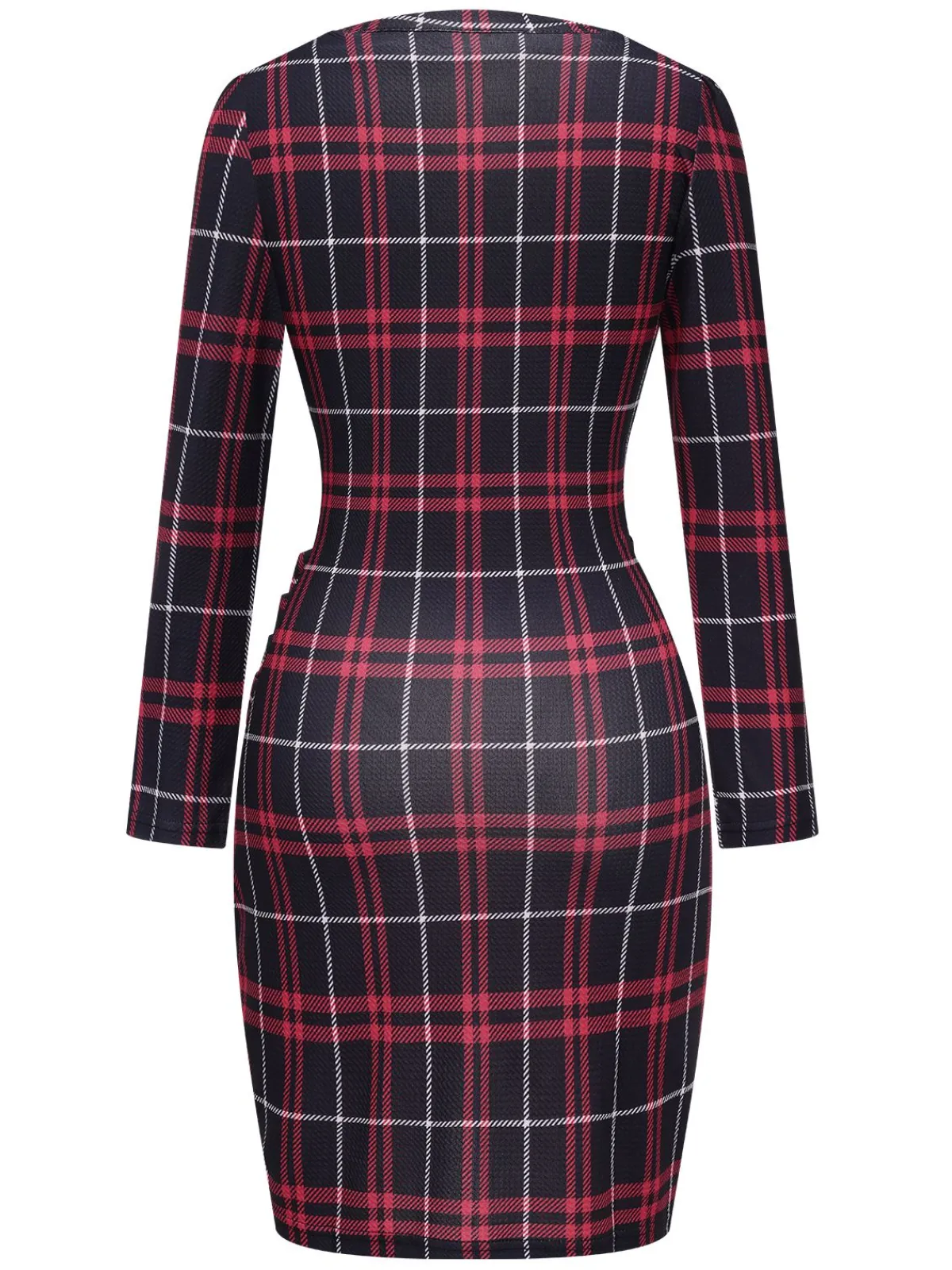 Outlet Retro Stage 1960s V-Neck Tartan Plaids Wrap Dress Red