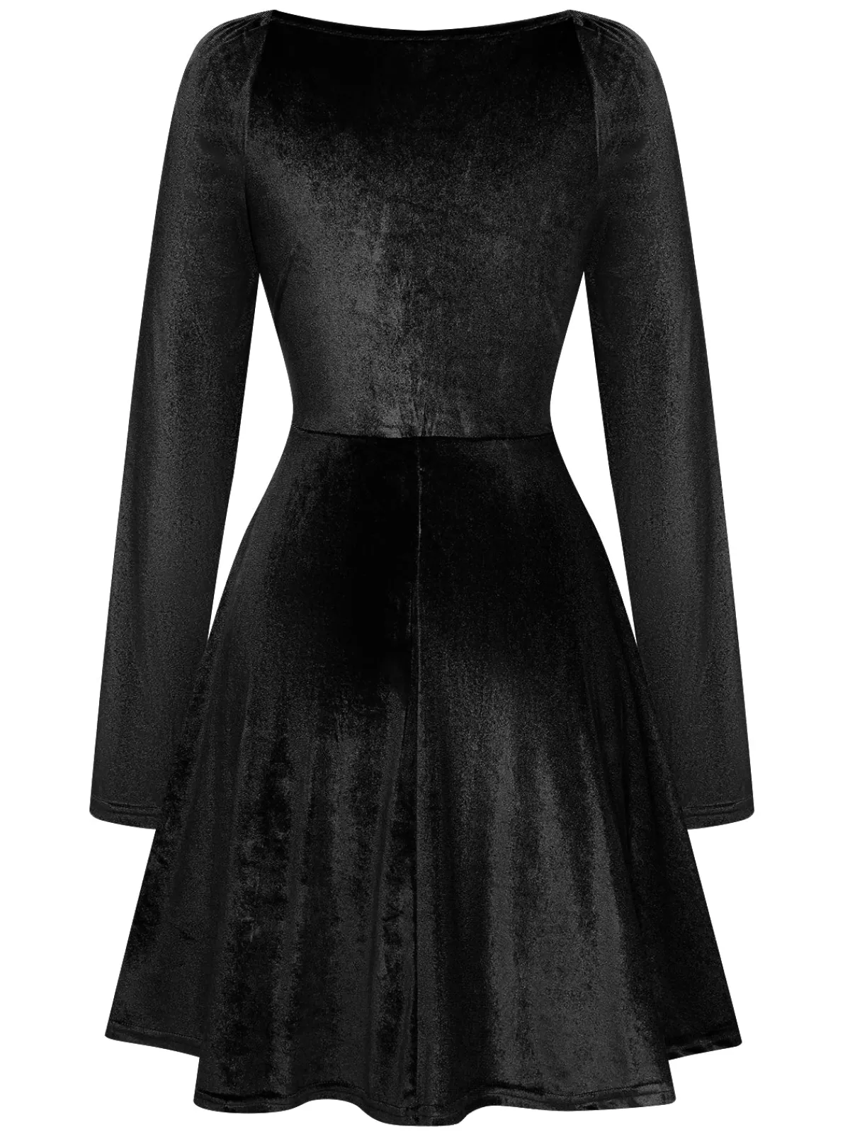 Fashion Retro Stage 1960s V-Neck Velvet Long Sleeve A-Line Dress