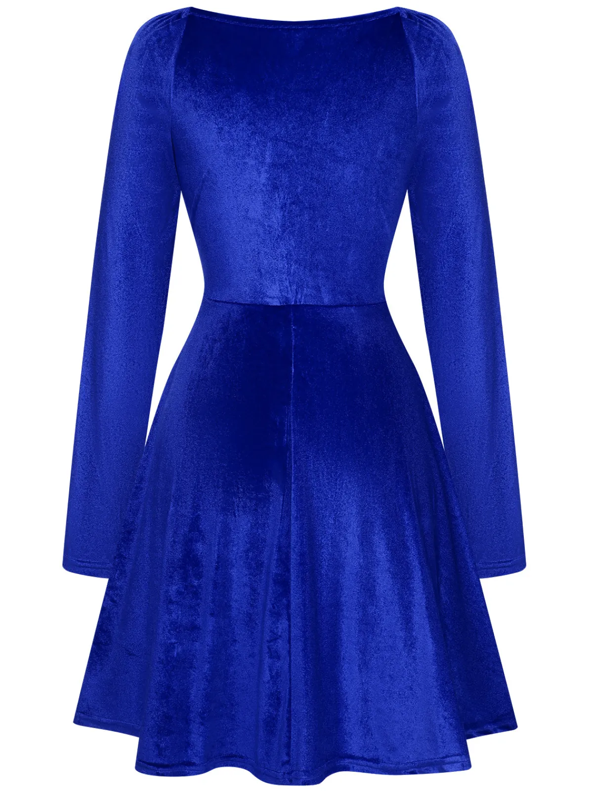 Fashion Retro Stage 1960s V-Neck Velvet Long Sleeve A-Line Dress