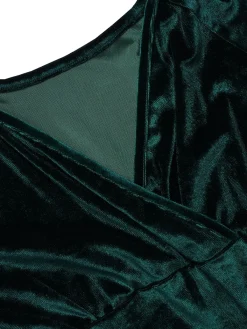 Fashion Retro Stage 1960s V-Neck Velvet Long Sleeve A-Line Dress