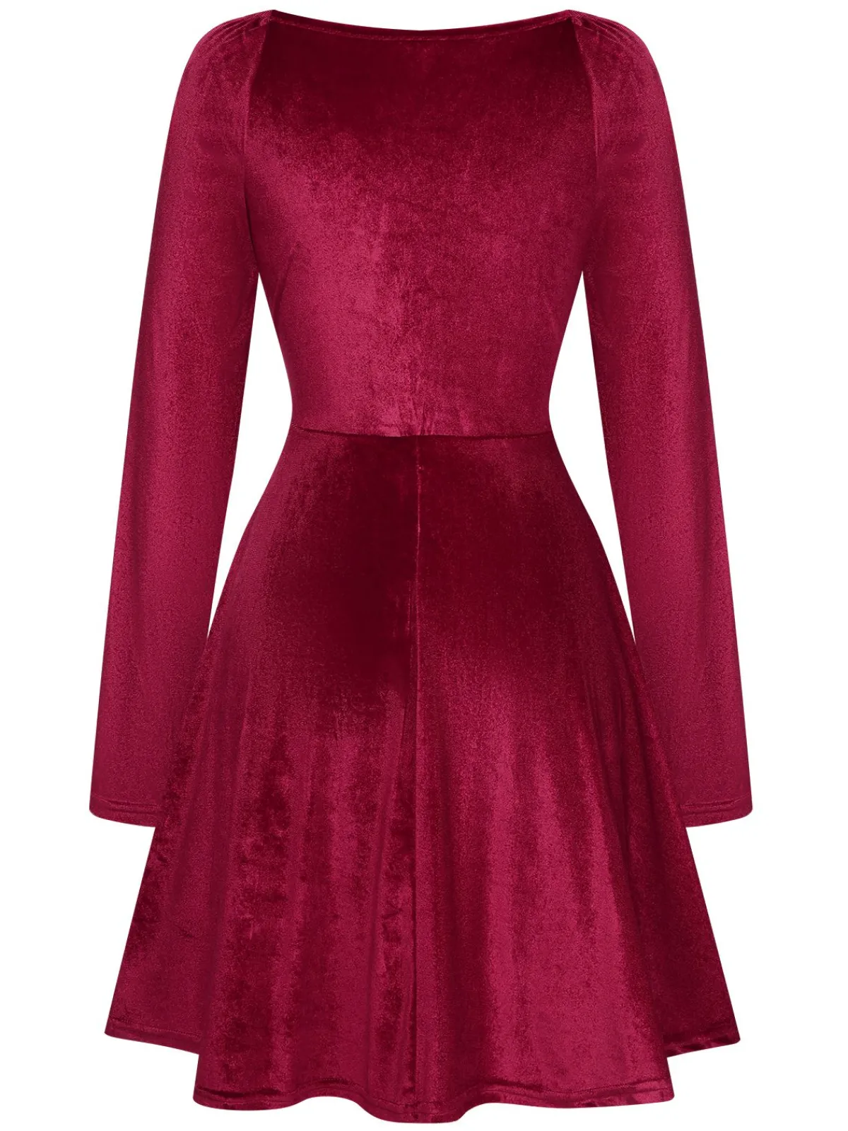 Fashion Retro Stage 1960s V-Neck Velvet Long Sleeve A-Line Dress