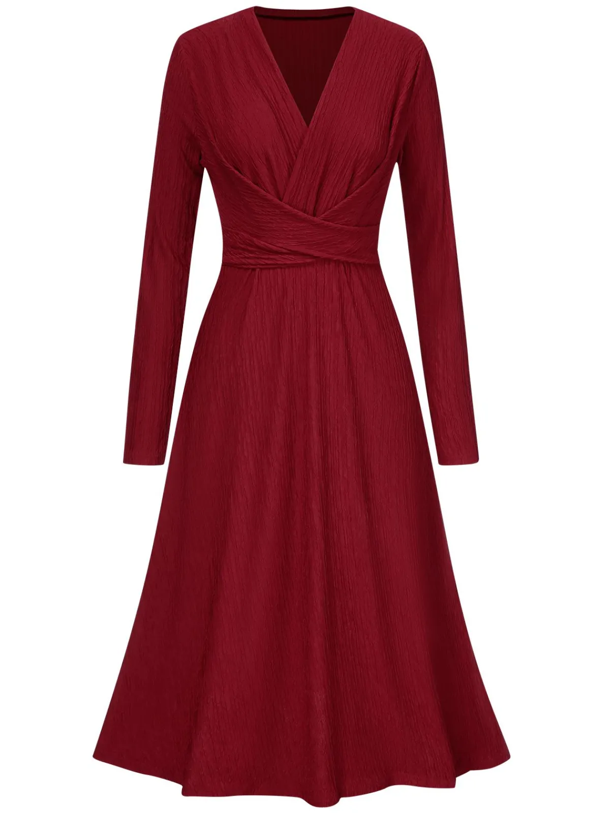 Online Retro Stage 1940s V-Neck Wrap Waist A-Line Midi Dress