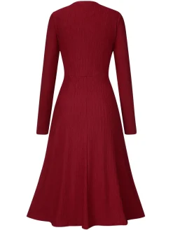 Online Retro Stage 1940s V-Neck Wrap Waist A-Line Midi Dress