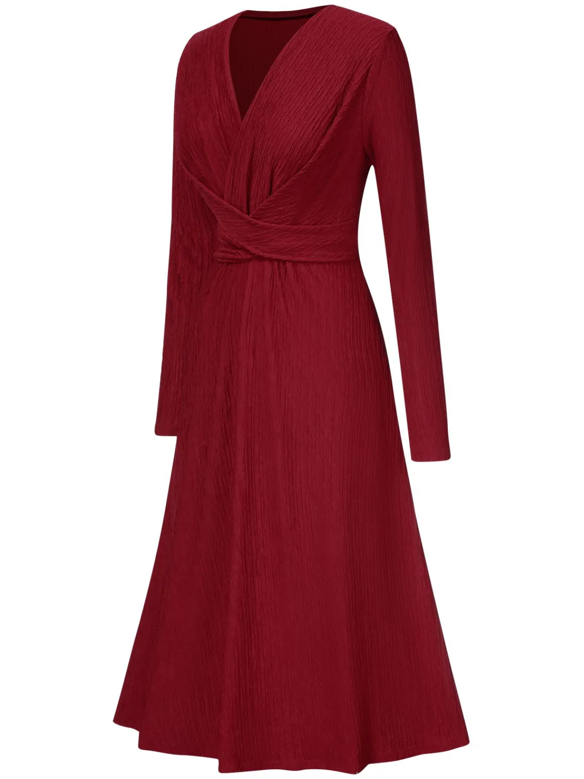 Online Retro Stage 1940s V-Neck Wrap Waist A-Line Midi Dress