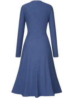 Online Retro Stage 1940s V-Neck Wrap Waist A-Line Midi Dress