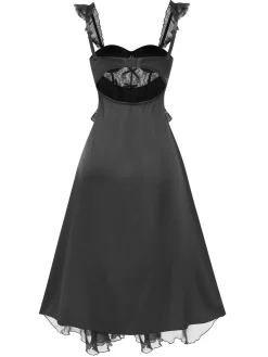 Hot Retro Stage 1950s Wide Strap Lace Mesh Nightgown