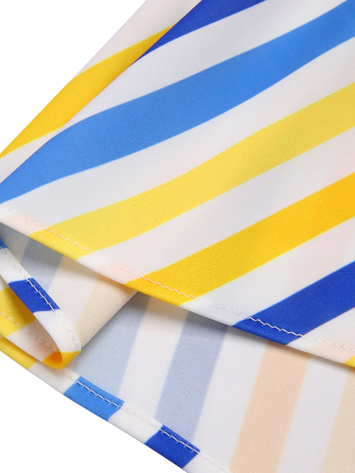 Best Retro Stage 1950s Yellow White Blue d Button Skirt Stripe