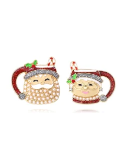 Sale Retro Stage Santa And Mrs. Claus Holiday Mug Christmas Earrings
