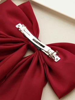 Clearance Retro Stage Satin Ribbon Solid Bow Hairpin