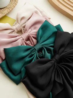 Clearance Retro Stage Satin Ribbon Solid Bow Hairpin