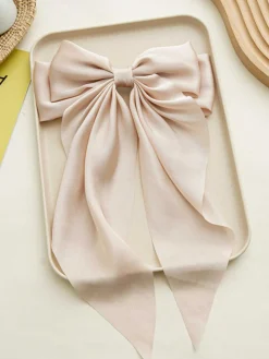 Clearance Retro Stage Satin Ribbon Solid Bow Hairpin