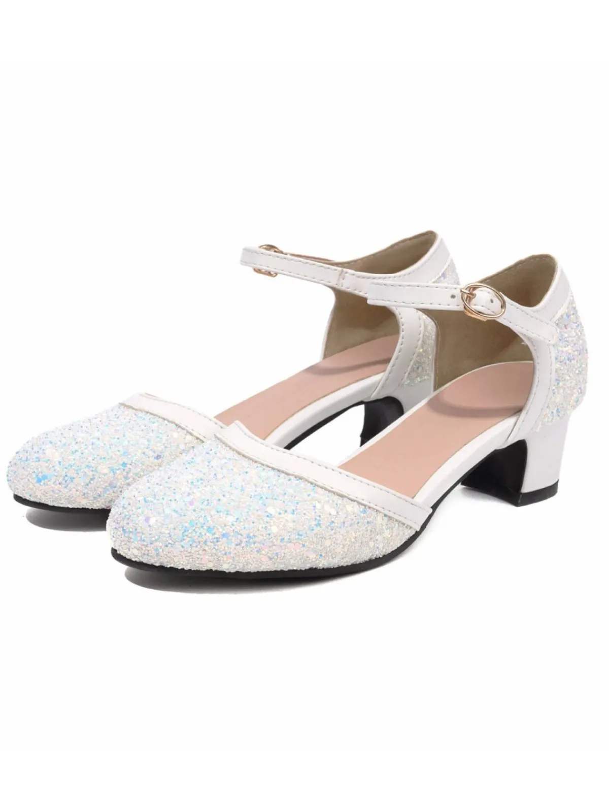 Hot Retro Stage Shiny Buckle Heels Mary Jane Shoes