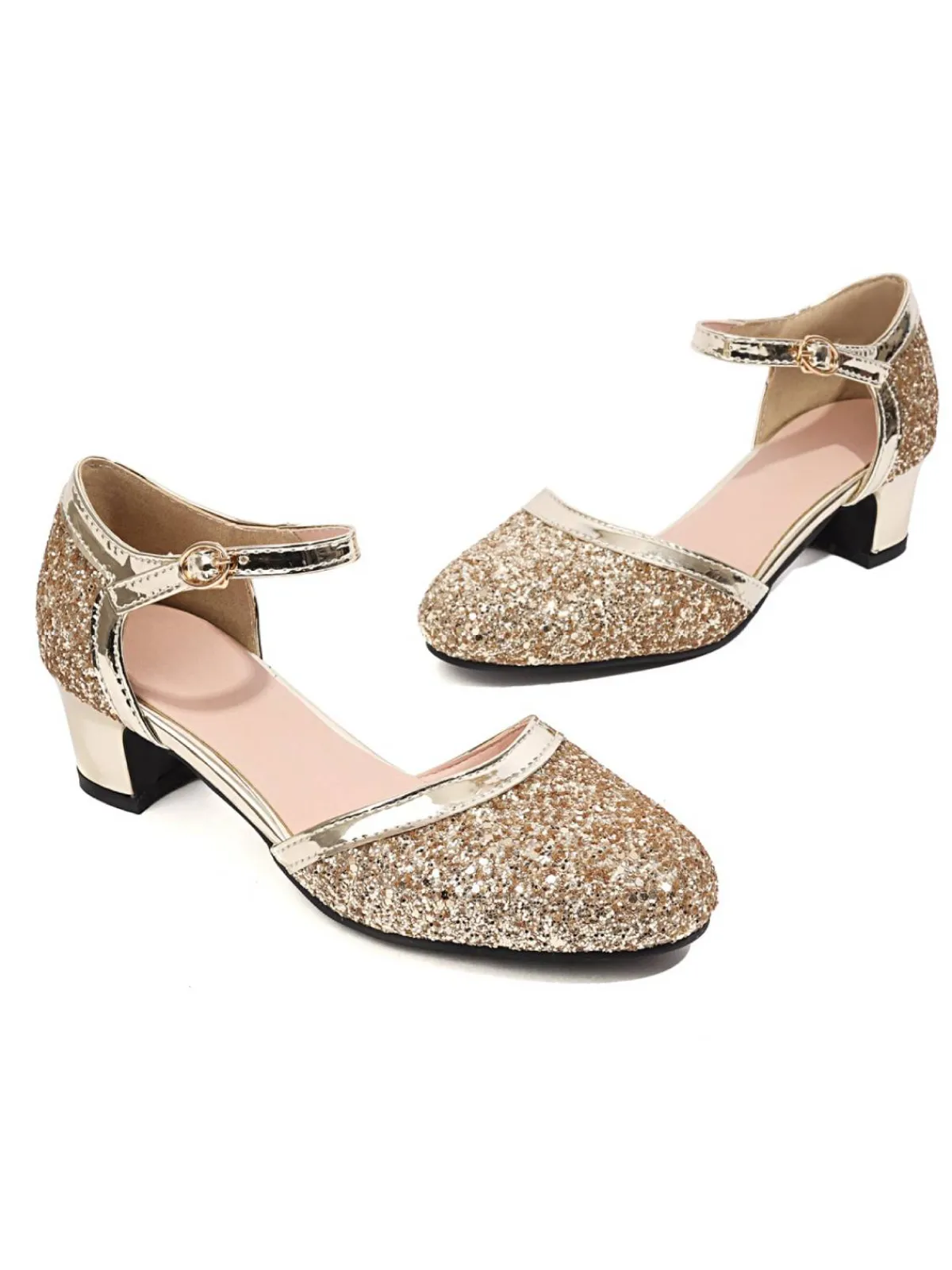 Hot Retro Stage Shiny Buckle Heels Mary Jane Shoes