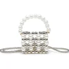 New Retro Stage Silver Beaded Crossbody Mini Square Bag