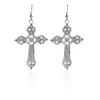 Hot Retro Stage Silver Halloween Cross Pendant Earrings