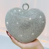 Outlet Retro Stage Silver Heart Rhinestone Party Tote Bag
