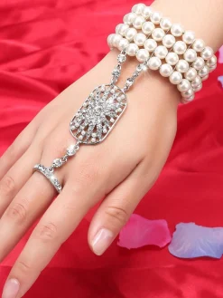 Online Retro Stage Silver 1920s Pearl Flapper Bracelet