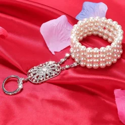 Online Retro Stage Silver 1920s Pearl Flapper Bracelet