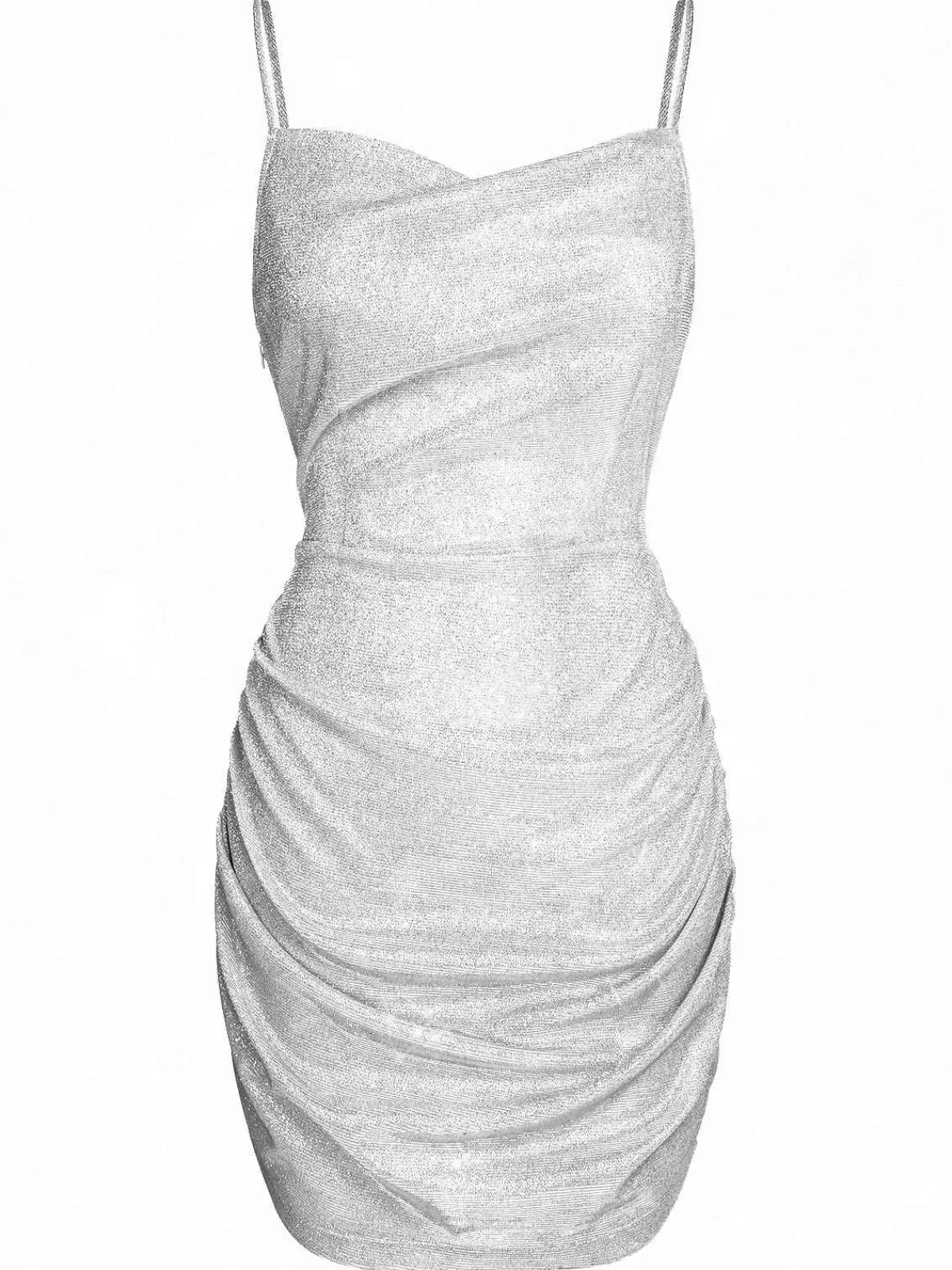 Clearance Retro Stage 1960s Spaghetti Strap Sparkling Mini Dress Silver