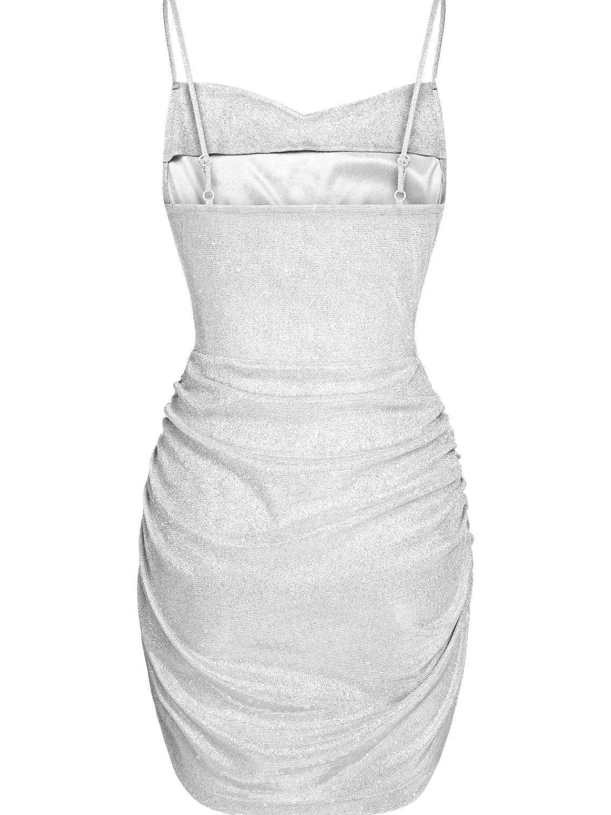 Clearance Retro Stage 1960s Spaghetti Strap Sparkling Mini Dress Silver