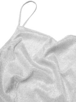 Clearance Retro Stage 1960s Spaghetti Strap Sparkling Mini Dress Silver
