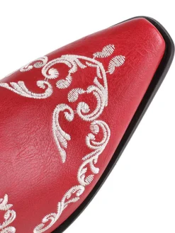 Best Retro Stage Skeleton Embroidery Pointed Chunky Heels Boots