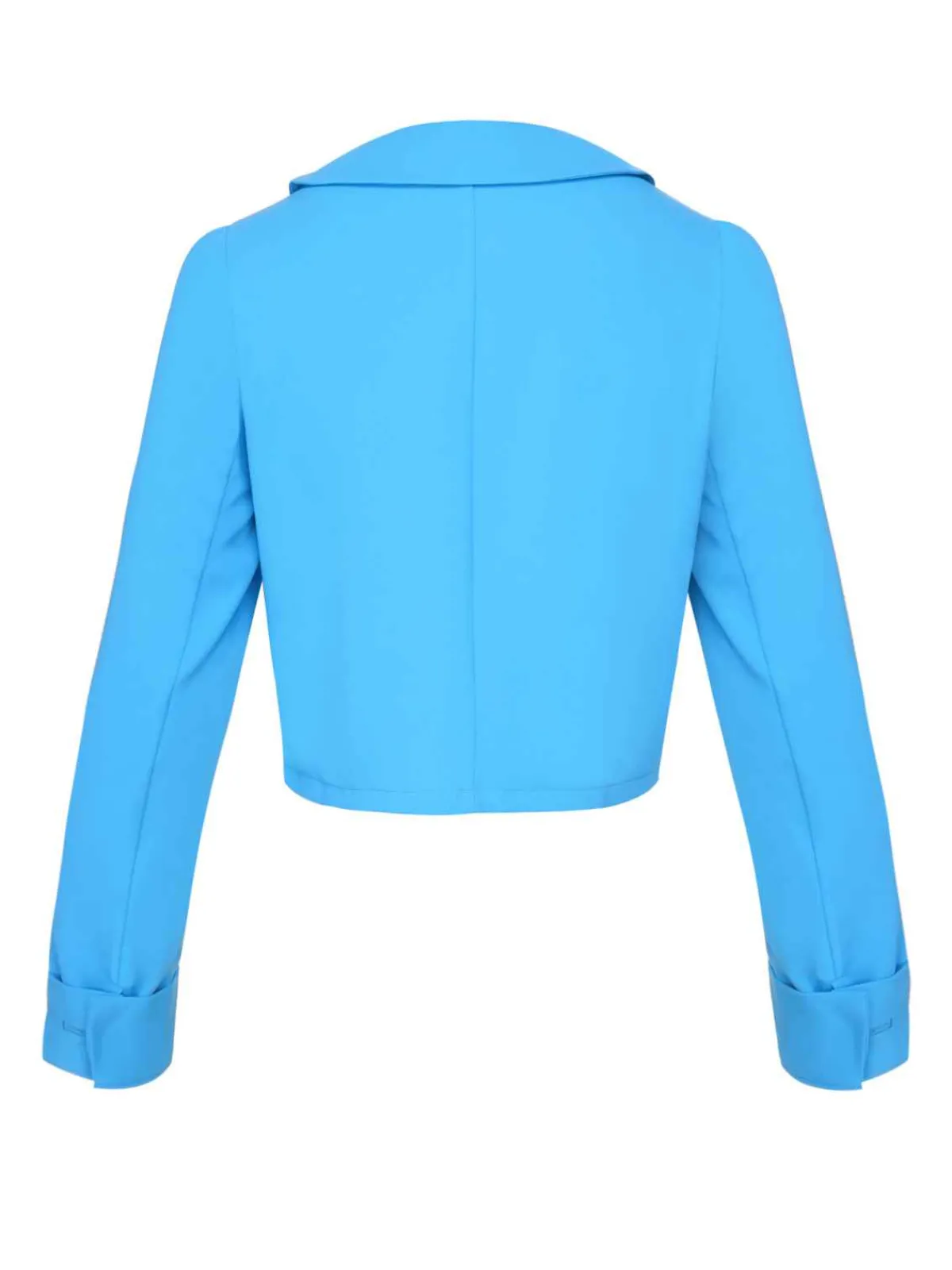 Best Retro Stage 1960s Lapel Button Solid Coat Sky Blue