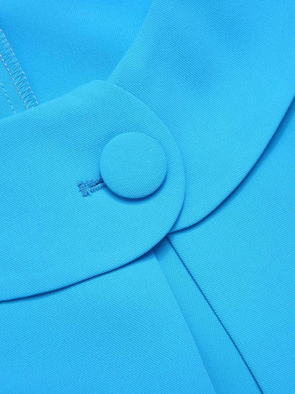 Best Retro Stage 1960s Lapel Button Solid Coat Sky Blue
